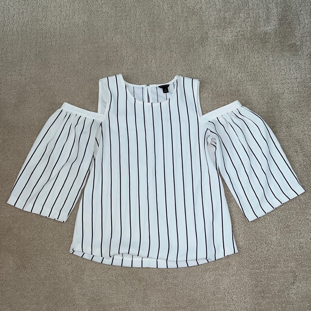 Ann Taylor Striped Shoulderless Top / Blouse